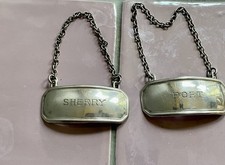 Vintage Silver Plated Port Sherry Decanter Label 