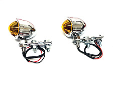 VESPA LAMBRETTA PAIR OF BRITISH MOD STYLE AMBER GLASS SPOT LIGHTS