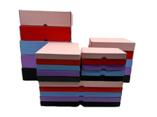 Several Coloured Postal Pip Die Cut Cardboard Package Mailing Shipping Boxes