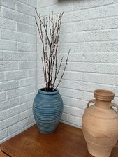 Painted Terracotta Pot With Ribbed Texture (Large)