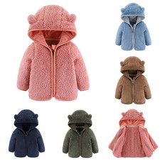 Teddy Bear Coat Winter Warm Newborn Baby Boys Girls Hooded Furry Jacket Outwear