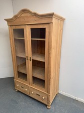 A Pretty Victorian Antique/Old Pine 1 Piece Glazed Display Cabinet Wax/Paint