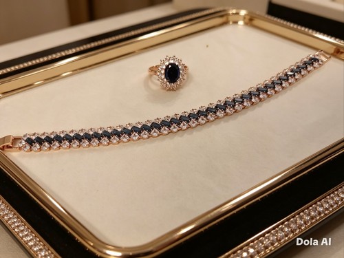 Rose gold simulated sapphire - gold,