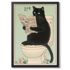 Black Cat on the Toilet