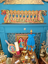 VERY LARGE VINTAGE BALINESE GILDED WOODEN DRAGON BOAT PANEL/PLAQUE - 96cm LONG