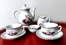 Steiff Vintage Miniature Porcelain Tea Set Teddy Bear & Flower Design, Germany
