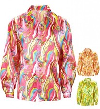 Men's Retro Funky 70s Satin Shirt (Size M) | Bold Satin Fabric | Disco Costume