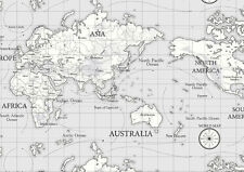Fryetts WORLD MAPS GREY Cotton