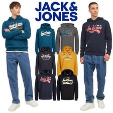 Jack & Jones Mens Logo Hoodie Long Sleeve Designer Pullover Hooded Sweatshirts