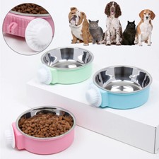 Stainless Steel Pet Dog Cage Bowl - Hanging Food & Water Feeder for Puppy Crates