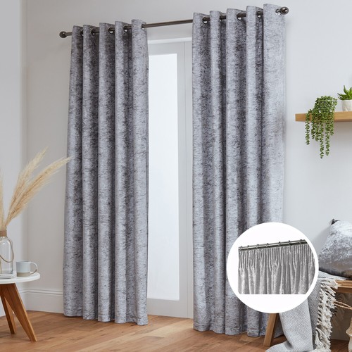 Crushed velvet curtains pair - crushed,