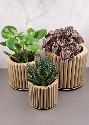 Set ribbed plant pots - set,