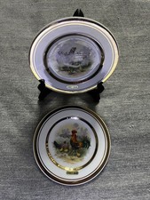 X2 24Kt Gold Rimmed 6inch Plates depicting Farm Yard Scenes (rare)