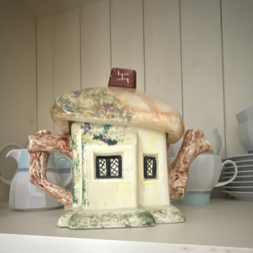Ceramic cottage house teapot - ceramic,
