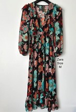 ZARA Floral Ruffle V-Neck