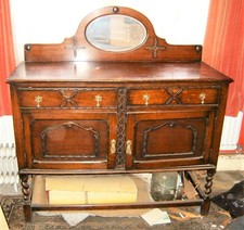 ANTIQUE ARTS & CRAFTS Barley twist SOLID OAK sideboard 