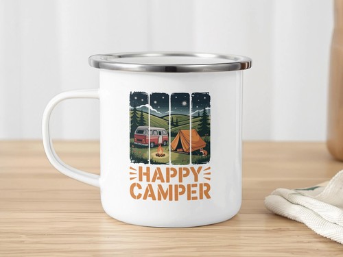 Happy camper enamel tin - happy,