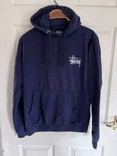 Stussy Rework Hoody Navy Blue Size M BNWOT Basic Large Logo On Back