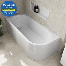 J Shaped Shower Bath Left Hand