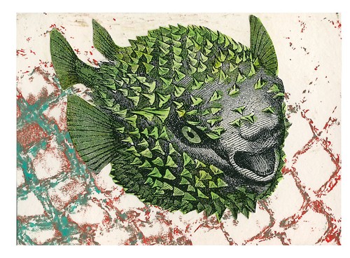 Puffer fish original aceo - puffer,