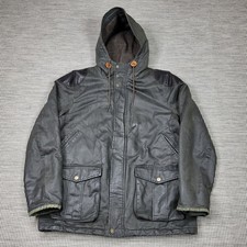 Fat Face Wax Style Jacket Mens Large Brown Lined Hooded Country Utility Field