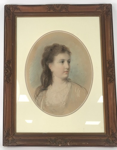 Antique framed pastel portrait - antique,
