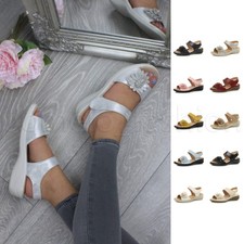 WOMENS LADIES LOW WEDGE HEEL