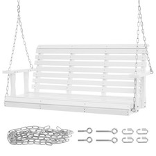 Uimoso 54” Porch Swing Bench Wooden Hanging Outdoor Garden Patio Courtyard White