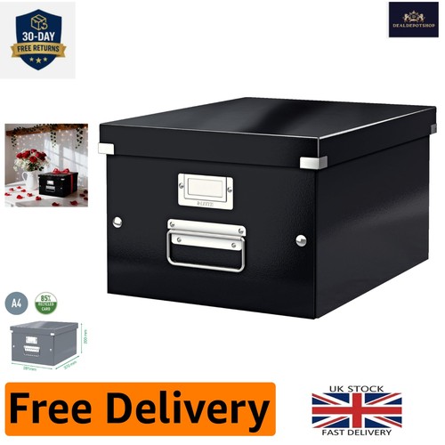 Sleek black storage box - black,