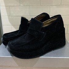 BRONX Styled by DIJKMANS Black Suede Chunky Wedge Heel Platform Shoe UK 4 EU 37