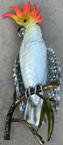 Metal cockatoo sculpture - metal, wall