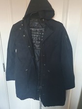 Gant Mens Black Coat Combat Parker removable lining and hood Size M 38 chest 