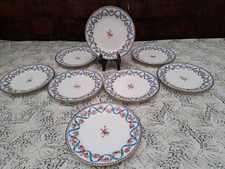 8 x Coalport hand painted Floral with Enamel blue Ribbon Dishes 13.50 cms.