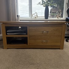 Solid Oak Wooden TV Unit with