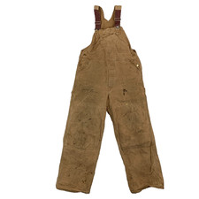 Carhartt Tan Duck Canvas Unlined Dungarees Overalls Workwear Size 36W 28L