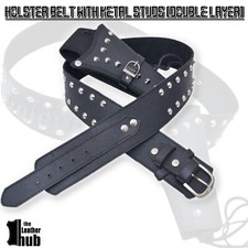 Holster Belt Black Leather Gun