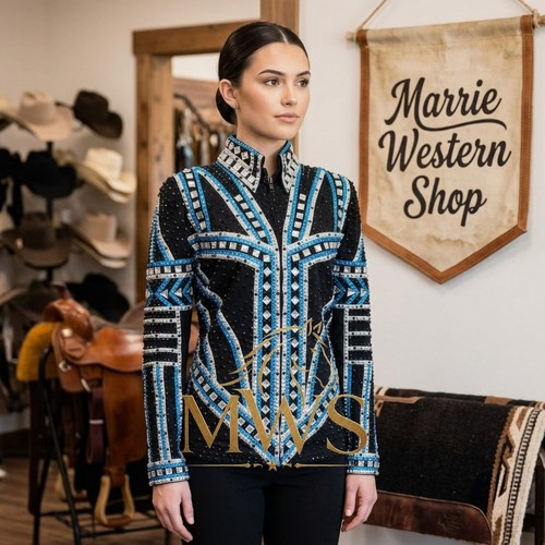 Black turquoise western show - western,