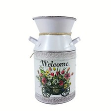 rustic metal milk churn vase