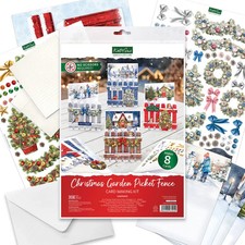 Katy Sue Christmas Garden Picket Fence Card Making Kit - 8 Shaped Cards, Die-Cut