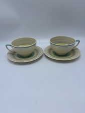 2 X Susie Cooper Wedding Bands Breakfast Cup And Saucers
