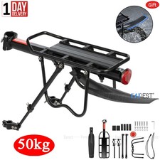 50kg Alloy Rear Bicycle Pannier Rack Carrier Bag Luggage Cycle Bike + Mudguard