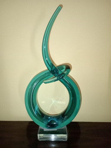 Vintage teal art - teal, glass