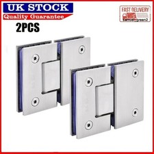 2X 180° 304 Stainless Steel Shower Screens Glass Hinge Frameless Door Enclosures