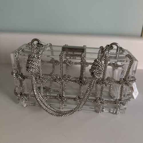 Clear acrylic clutch - clear, sparkle