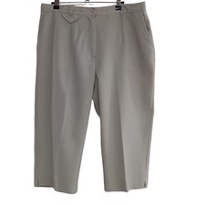 Ladies Stone Coloured Capri Trousers 34" Waist 86cm Waist Smart Casual Pockets 