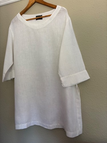 Oska white linen long - linen, tunic