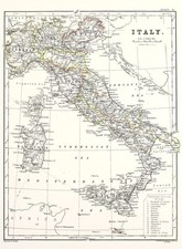 Vintage Map of Italy Antique
