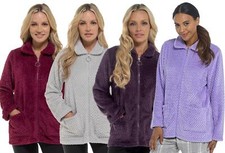 Undercover Zip Bed Jacket Soft Winter Waffle Fleece Zip Up Bedjacket Houscoat