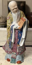 Vintage Chinese Export Famille Rose Porcelain Shou Xing Lao Statue Figure 7 1/8”