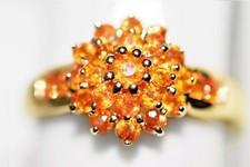 Mandarin Garnet 14K Gold Ring Bright Orange Garnet Solid 14K Gold Size P1/2 US 8